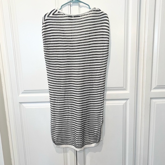 Tahari Crochet Stripe Poolside Swim Cover Up Dress Large Beach Resort - Picture 5 of 7